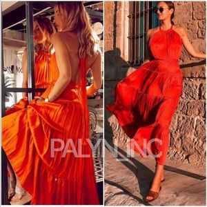 ❤️ZARA HALTER TOP DRESS RED FLOWY 2673/693